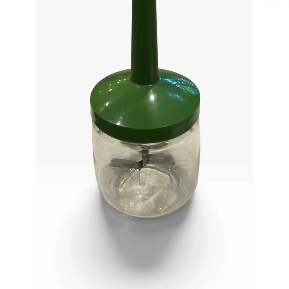 Federal Housewares Glass Nut Food Chopper Avocado Green Metal Blade Vintage MCM